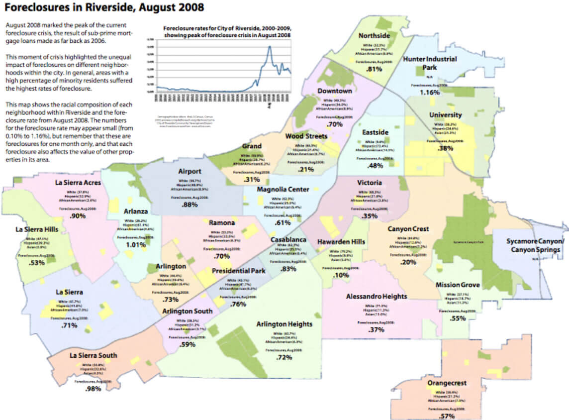 Foreclosures Rates dans riviereside 2008 carte